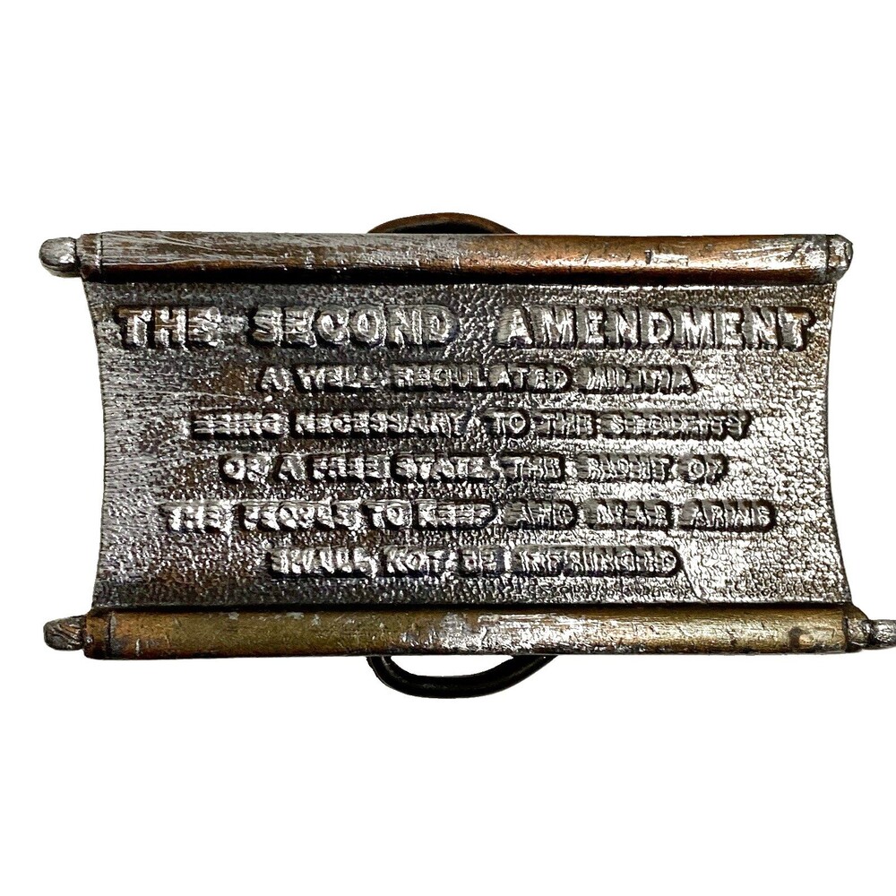 Vintage 2nd Amendment Belt Buckle 3.5” USA Bergamot Brass 1976